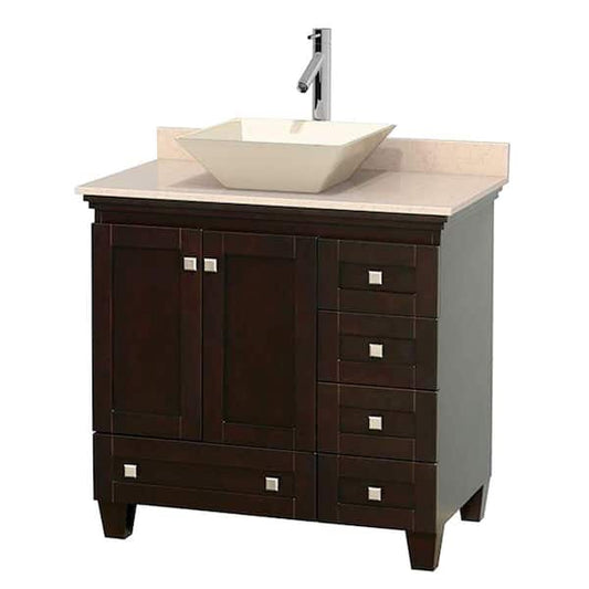 Acclaim 36 in. W Vanity in Espresso with Marble Vanity Top in Ivory and Bone Sink